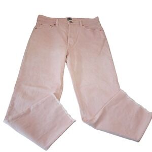 Gap Denim Jeans Women's 29 Pink Button Fly Cheeky Straight Leg Raw Hem Mid Rise